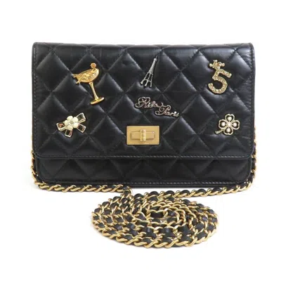 Pre-owned Chanel Black Leather Chain/shoulder Wallet ()