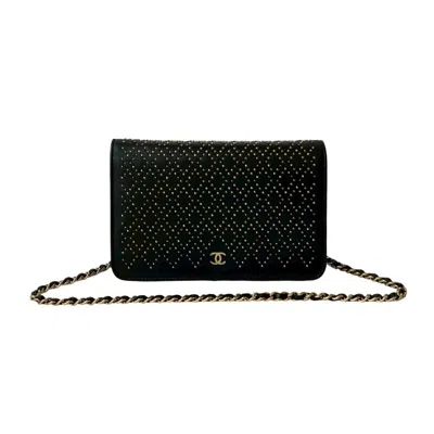 Pre-owned Chanel Black Leather Chain/shoulder Wallet ()