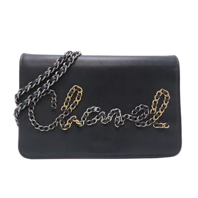 Pre-owned Chanel Black Leather Chain/shoulder Wallet ()