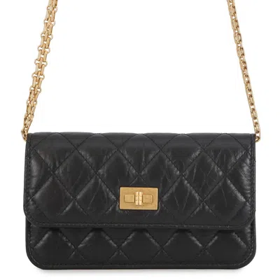 Pre-owned Chanel Black Leather Chain/shoulder Wallet ()