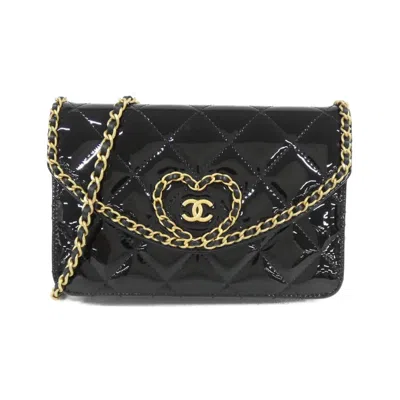 Pre-owned Chanel Black Leather Chain/shoulder Wallet ()