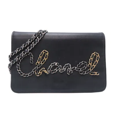 Pre-owned Chanel Black Leather Chain/shoulder Wallet ()