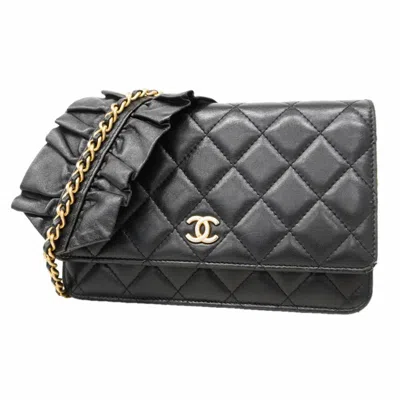 Pre-owned Chanel Black Leather Chain/shoulder Wallet ()