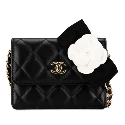 Pre-owned Chanel Black Leather Chain/shoulder Wallet ()