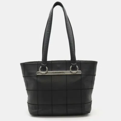 Pre-owned Chanel Black Leather Chocolate Bar Tote Bag