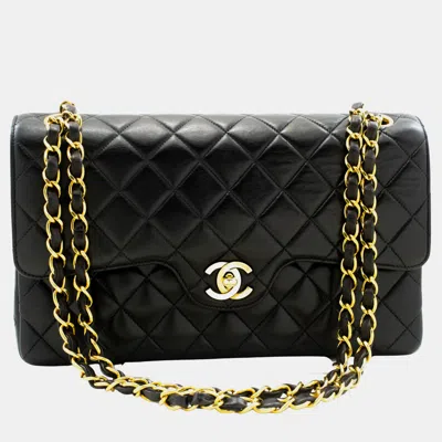 Pre-owned Chanel Black Leather Classic Double Flap Bag