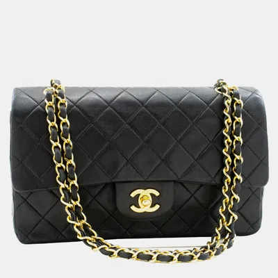 Pre-owned Chanel Black Leather Classic Double Flap Bag