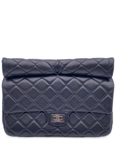 Pre-owned Chanel Black Leather Clutch Bag 2.55 (authentic Pre-loved)