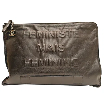 Pre-owned Chanel Black Leather Clutch Bag ()