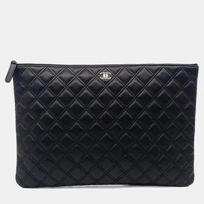 Pre-owned Chanel Black Leather Clutch Large