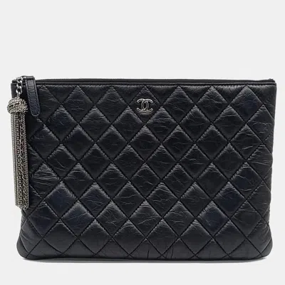 Pre-owned Chanel Black Leather Clutch New Medium