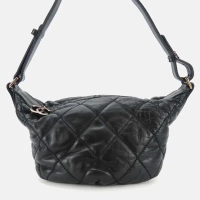 Pre-owned Chanel Black Leather Coco Mark Wild Stitch Shoulder Bag