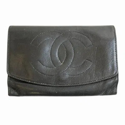 Pre-owned Chanel Black Leather Coin Purse/coin Case ()