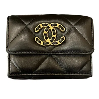Pre-owned Chanel Black Leather Coin Purse/coin Case ()