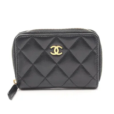 Pre-owned Chanel Black Leather Coin Purse/coin Case ()
