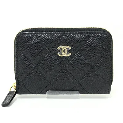 Pre-owned Chanel Black Leather Coin Purse/coin Case ()