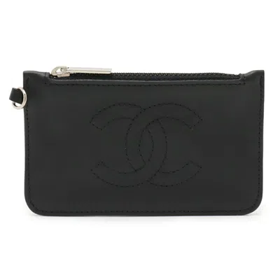 Pre-owned Chanel Black Leather Coin Purse/coin Case ()
