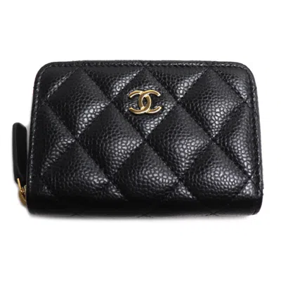 Pre-owned Chanel Black Leather Coin Purse/coin Case ()