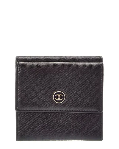 Pre-owned Chanel Black Leather Compact Wallet (authentic Pre-loved)