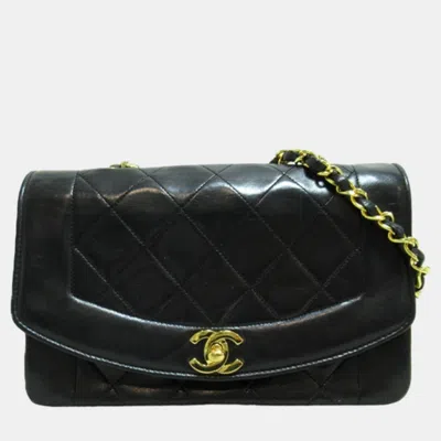 Pre-owned Chanel Black Leather Diana Flap Crossbody Bag