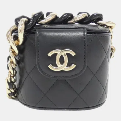 Pre-owned Chanel Black Leather Elegant Chain Vanity Case