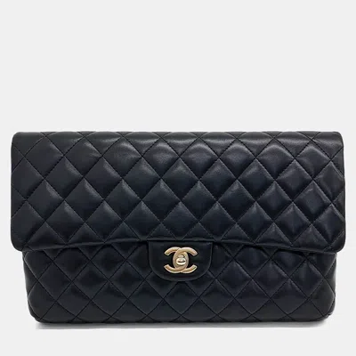 Pre-owned Chanel Black Leather Flap Clutch