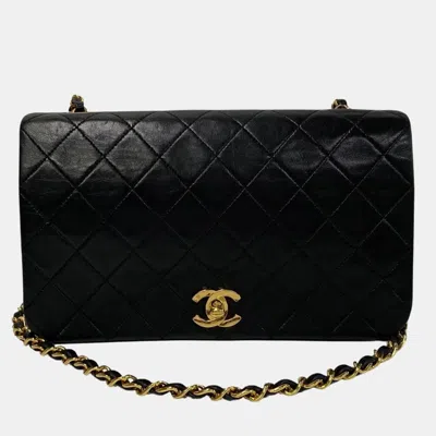 Pre-owned Chanel Black Leather Full Flap Bag