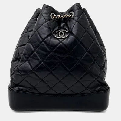 Pre-owned Chanel Black Leather Gabrielle Backpack Medium