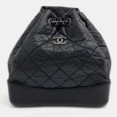 Pre-owned Chanel Black Leather Gabrielle Backpack Small