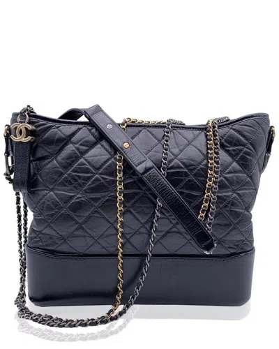 Pre-owned Chanel Black Leather Gabrielle Shoulder Bag (authentic Pre-loved)