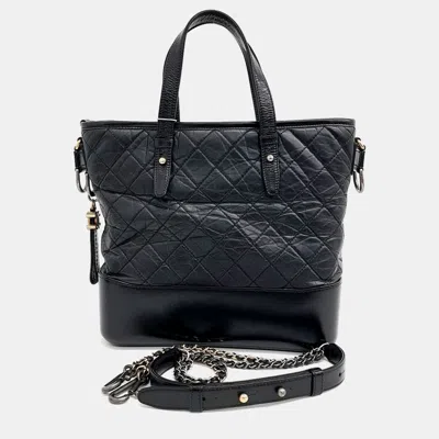 Pre-owned Chanel Black Leather Gabrielle Tote And Shoulder Bag