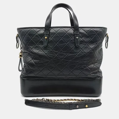 Pre-owned Chanel Black Leather Gabrielle Tote And Shoulder Bag