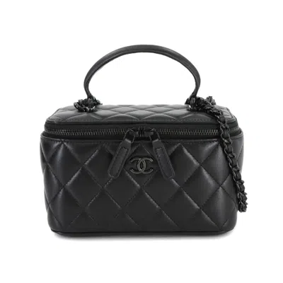 Pre-owned Chanel Black Leather Handbag Shoulder Bag Vanity Bag ()