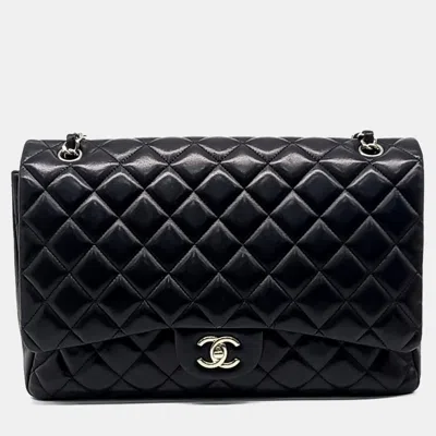 Pre-owned Chanel Black Leather Lambskin Classic Maxi Bag