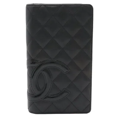 Pre-owned Chanel Black Leather Long Wallet (bi-fold) ()