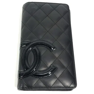 Pre-owned Chanel Black Leather Long Wallet (bi-fold) ()