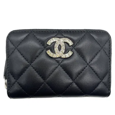 Pre-owned Chanel Black Leather Long Wallet (bi-fold) ()