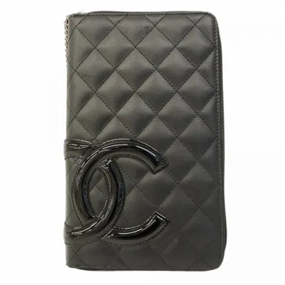 Pre-owned Chanel Black Leather Long Wallet (bi-fold) ()