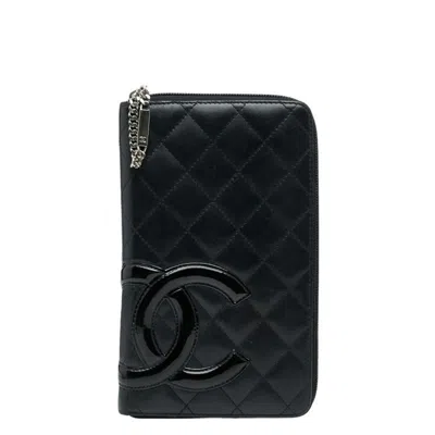 Pre-owned Chanel Black Leather Long Wallet (bi-fold) ()