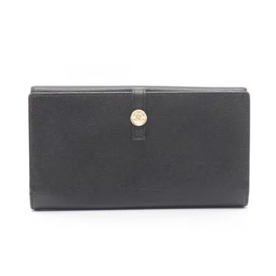 Pre-owned Chanel Black Leather Long Wallet (bi-fold) ()