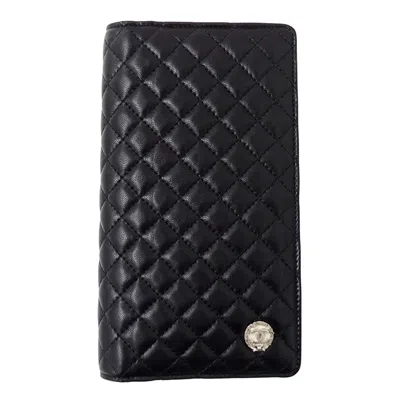 Pre-owned Chanel Black Leather Long Wallet (bi-fold) ()