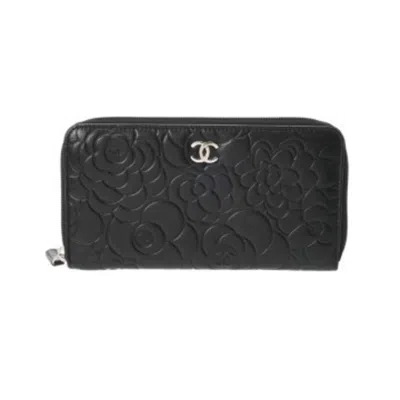 Pre-owned Chanel Black Leather Long Wallet (bi-fold) ()
