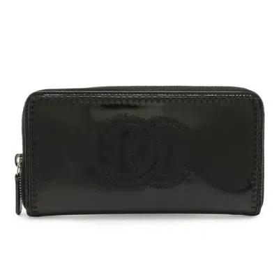 Pre-owned Chanel Black Leather Long Wallet (bi-fold) ()