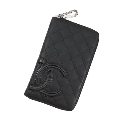 Pre-owned Chanel Black Leather Long Wallet (bi-fold) ()