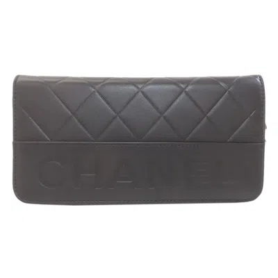 Pre-owned Chanel Black Leather Long Wallet (bi-fold) ()
