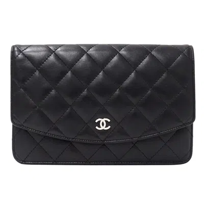 Pre-owned Chanel Black Leather Long Wallet (bi-fold) ()