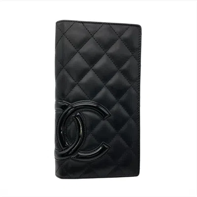 Pre-owned Chanel Black Leather Long Wallet (bi-fold) ()