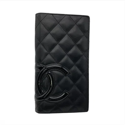 Pre-owned Chanel Black Leather Long Wallet (bi-fold) ()