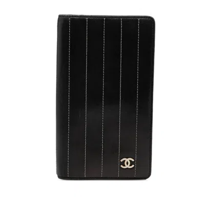 Pre-owned Chanel Black Leather Long Wallet (bi-fold) ()