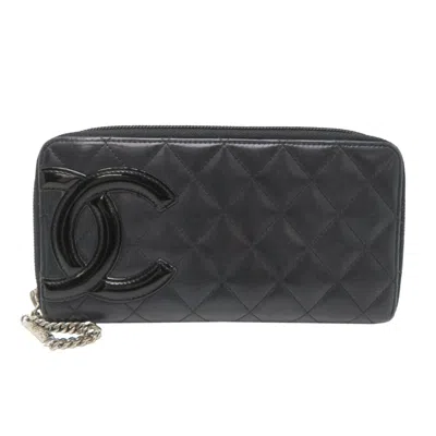 Pre-owned Chanel Black Leather Long Wallet (bi-fold) ()